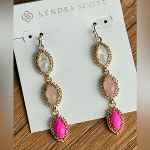 Kendra Scott Custom Gold Linear Earrings in Pink Hues
